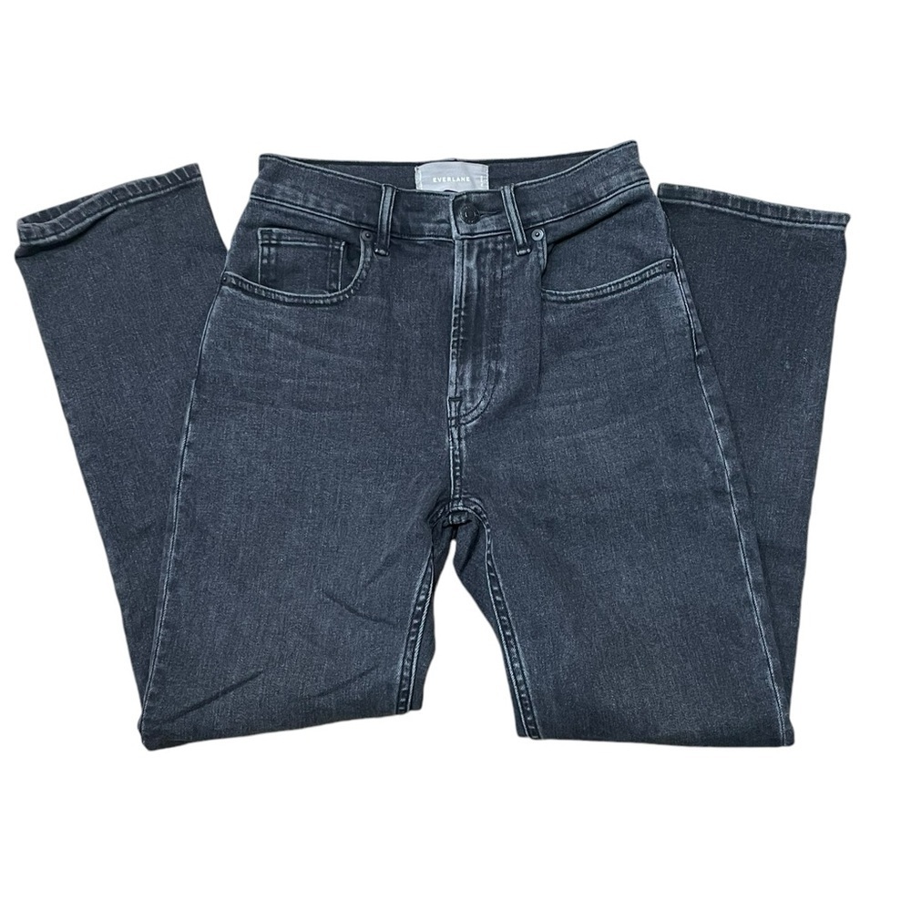 Everlane Black Denim High Rise Straight Ankle Pant- Size 25